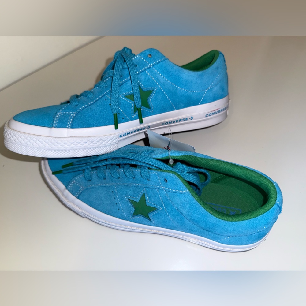 NWT CONVERSE BLUE & GREEN HAWAIIAN OCEAN SUEDE 1 STAR LOWTOP SNEAKERS MEN SZ 5.5